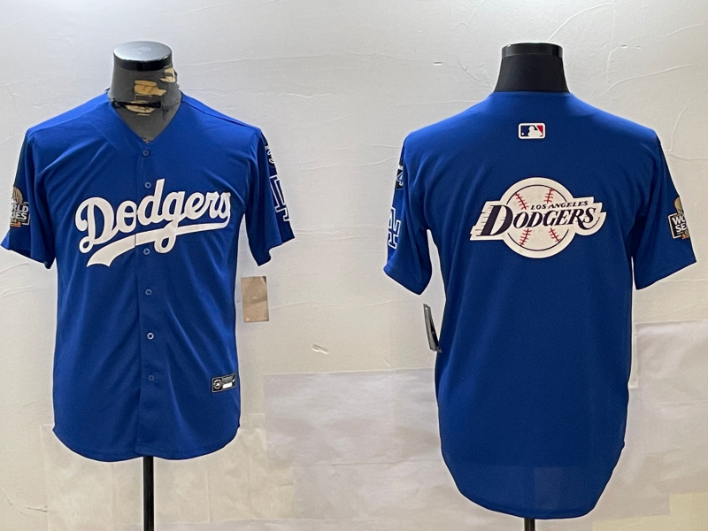 Men Los Angeles Dodgers blank 2024 World series patch blue jersey 20241120111